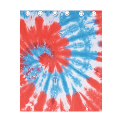 Orange And Blue Tie Dye Print Curtain
