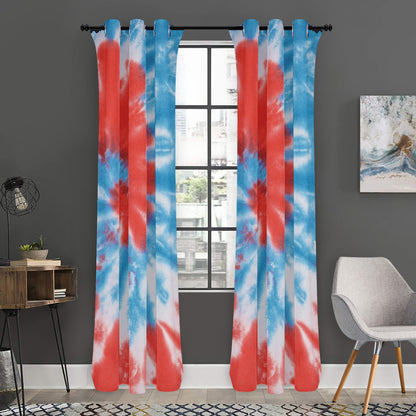 Orange And Blue Tie Dye Print Curtain