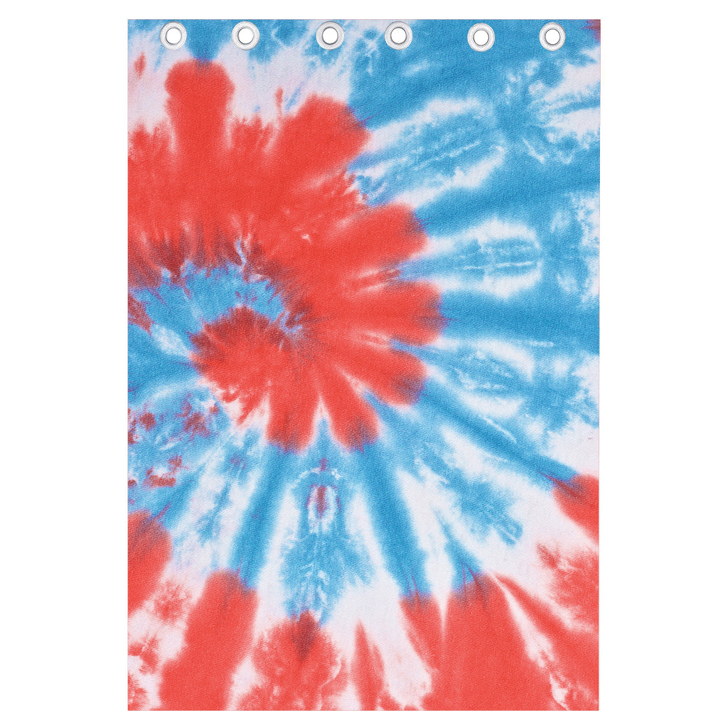 Orange And Blue Tie Dye Print Curtain