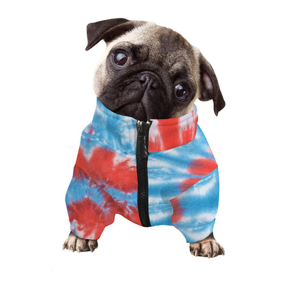 Orange And Blue Tie Dye Print Dog Zip Up Jacket