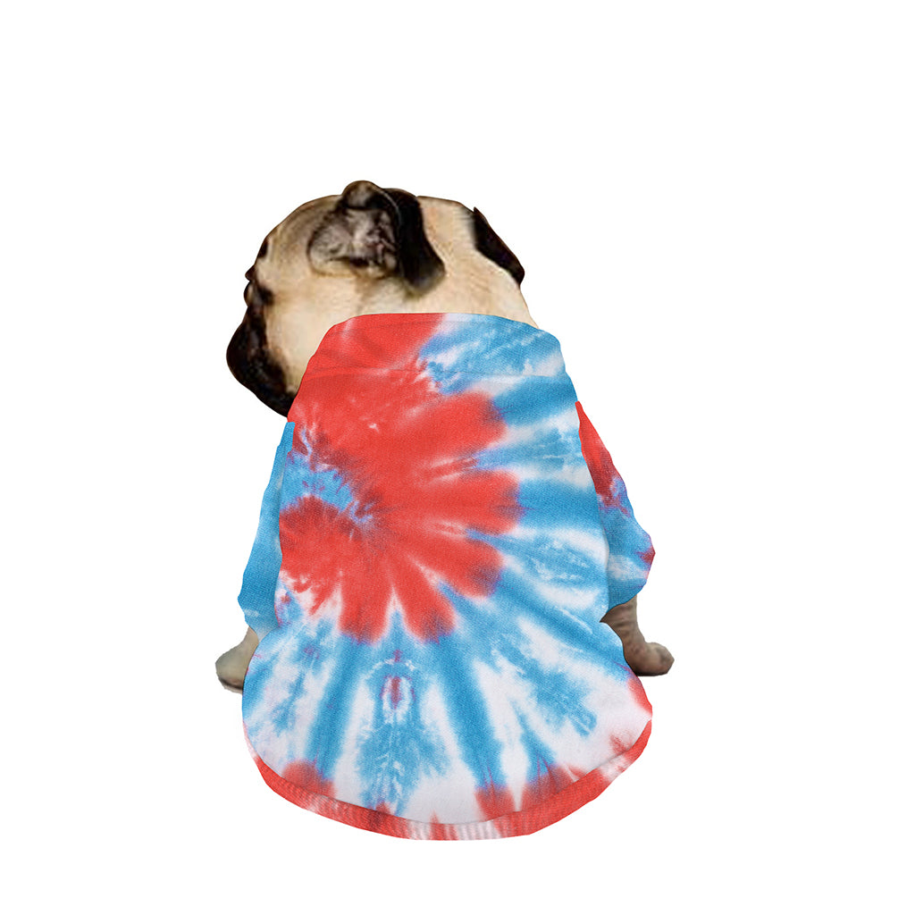 Orange And Blue Tie Dye Print Dog Zip Up Jacket