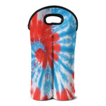 Orange And Blue Tie Dye Print Double Neoprene Wine Tote