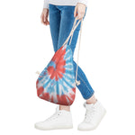 Orange And Blue Tie Dye Print Drawstring Bag