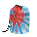 Orange And Blue Tie Dye Print Drawstring Makeup Bag