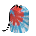 Orange And Blue Tie Dye Print Drawstring Makeup Bag
