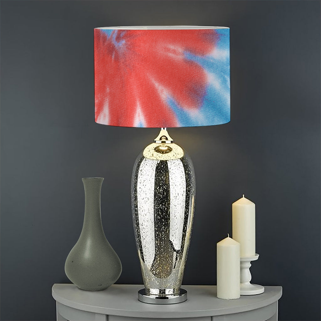 Orange And Blue Tie Dye Print Drum Lamp Shade