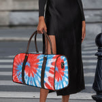 Orange And Blue Tie Dye Print Duffle Bag