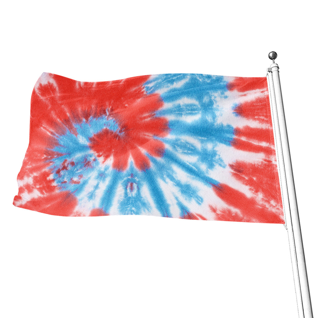 Orange And Blue Tie Dye Print Flag