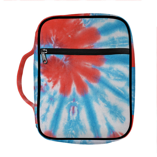 Orange And Blue Tie Dye Print Front Pocket Bible Bag