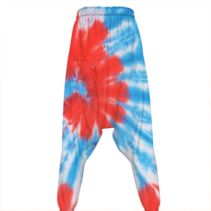 Orange And Blue Tie Dye Print Hammer Pants