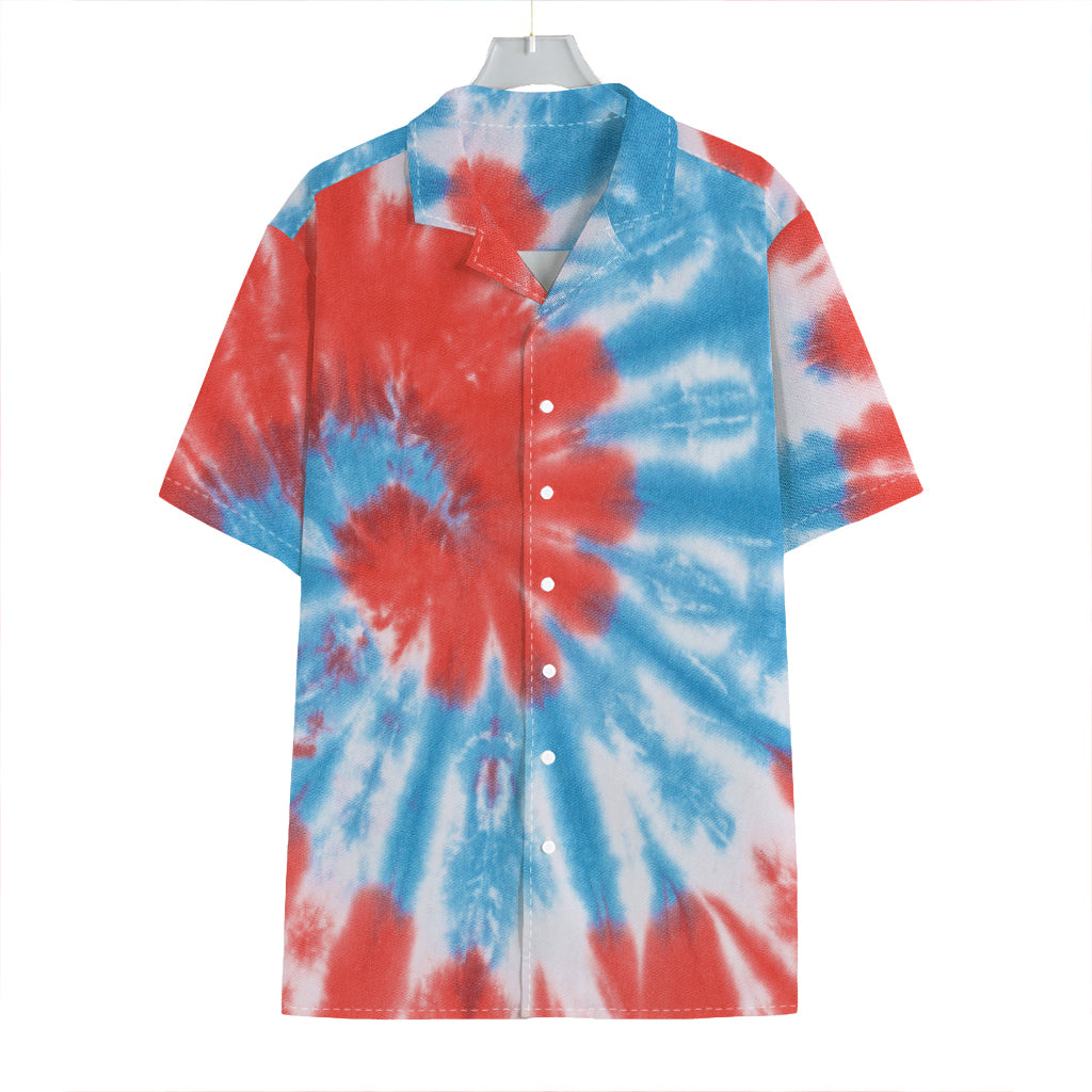 Orange And Blue Tie Dye Print Hawaiian Shirt