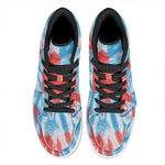 Orange And Blue Tie Dye Print High Top Leather Sneakers