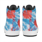 Orange And Blue Tie Dye Print High Top Leather Sneakers