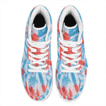 Orange And Blue Tie Dye Print High Top Leather Sneakers