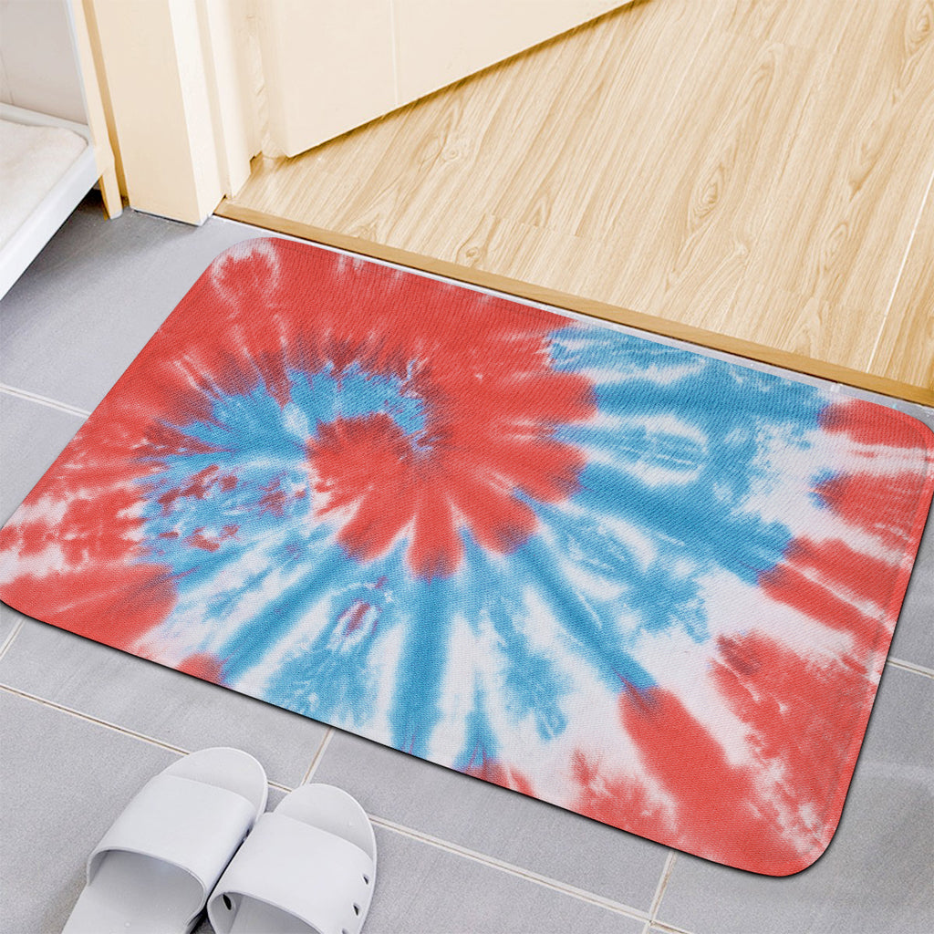 Orange And Blue Tie Dye Print Indoor Door Mat