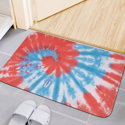 Orange And Blue Tie Dye Print Indoor Door Mat
