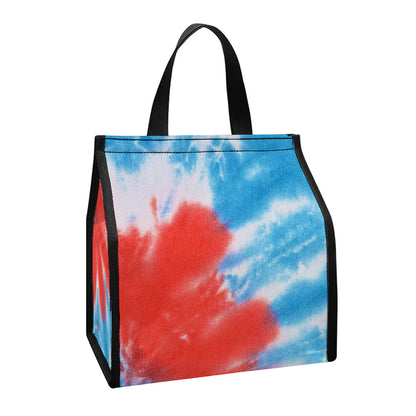 Orange And Blue Tie Dye Print Insulated Lunch Tote