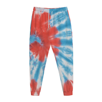 Orange And Blue Tie Dye Print Jogger Pants
