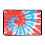 Orange And Blue Tie Dye Print Kitchen Mat