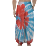 Orange And Blue Tie Dye Print Lantern Pants