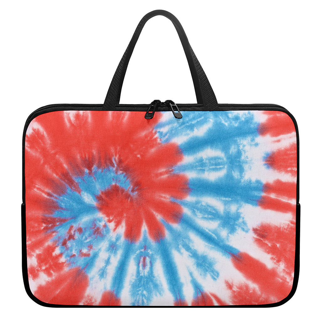 Orange And Blue Tie Dye Print Laptop Sleeve With Handle