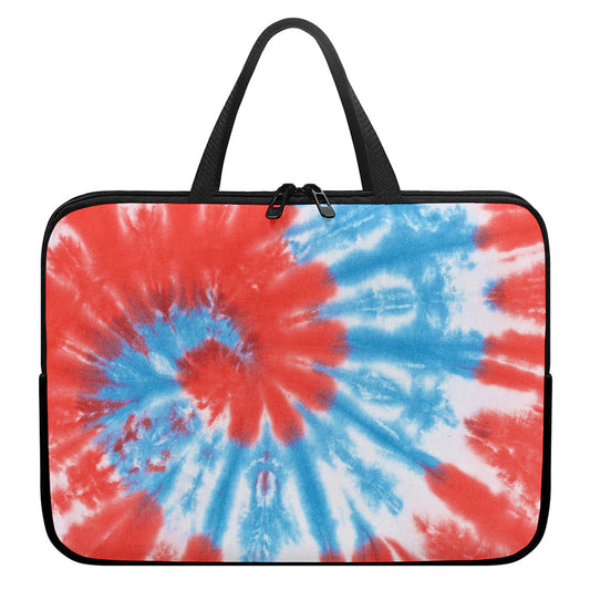 Orange And Blue Tie Dye Print Laptop Sleeve With Handle