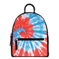 Orange And Blue Tie Dye Print Leather Backpack