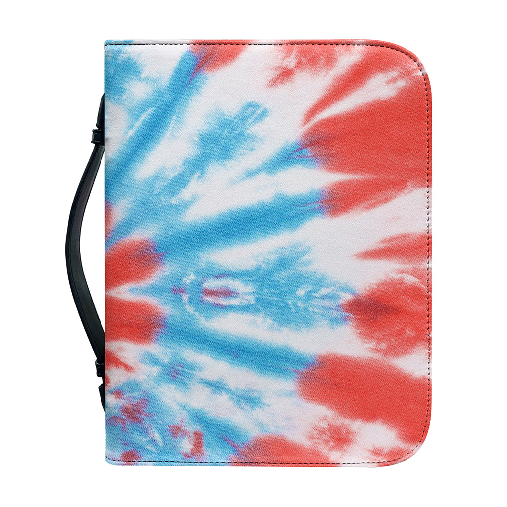 Orange And Blue Tie Dye Print Leather Bible Cover