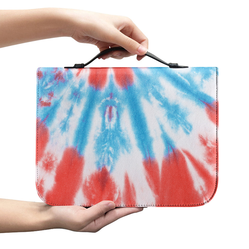 Orange And Blue Tie Dye Print Leather Bible Cover