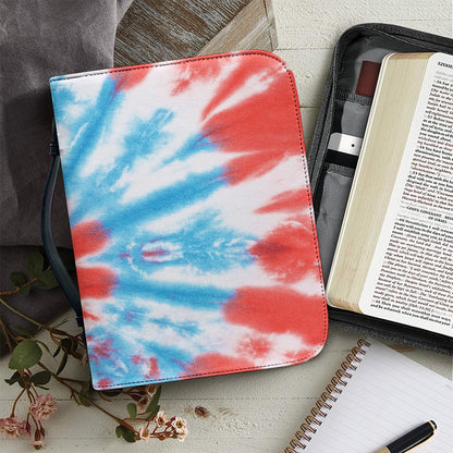 Orange And Blue Tie Dye Print Leather Bible Cover