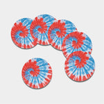 Orange And Blue Tie Dye Print Leather Coaster Set