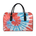 Orange And Blue Tie Dye Print Leather Duffel Bag