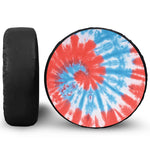 Orange And Blue Tie Dye Print Leather Spare Tire Cover