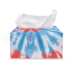 Orange And Blue Tie Dye Print Leather Tissue Box Cover