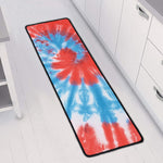 Orange And Blue Tie Dye Print Long Kitchen Mat