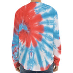 Orange And Blue Tie Dye Print Long Sleeve Baseball Jersey