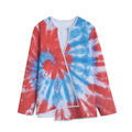 Orange And Blue Tie Dye Print Long Sleeve Short Coat
