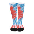 Orange And Blue Tie Dye Print Long Socks