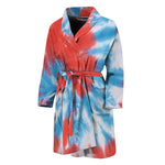 Orange And Blue Tie Dye Print Men's Bathrobe