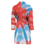 Orange And Blue Tie Dye Print Men's Bathrobe