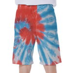 Orange And Blue Tie Dye Print Men's Beach Shorts