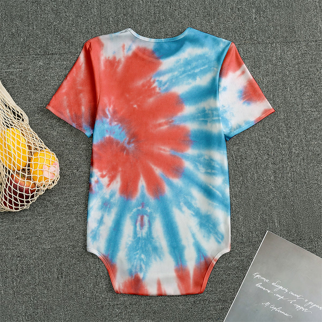 Orange And Blue Tie Dye Print Men's Bodysuit