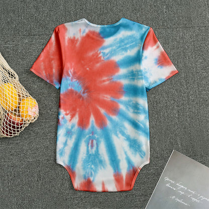 Orange And Blue Tie Dye Print Men's Bodysuit