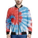 Orange And Blue Tie Dye Print Men's Bomber Jacket