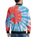 Orange And Blue Tie Dye Print Men's Bomber Jacket