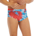 Orange And Blue Tie Dye Print Men's Briefs