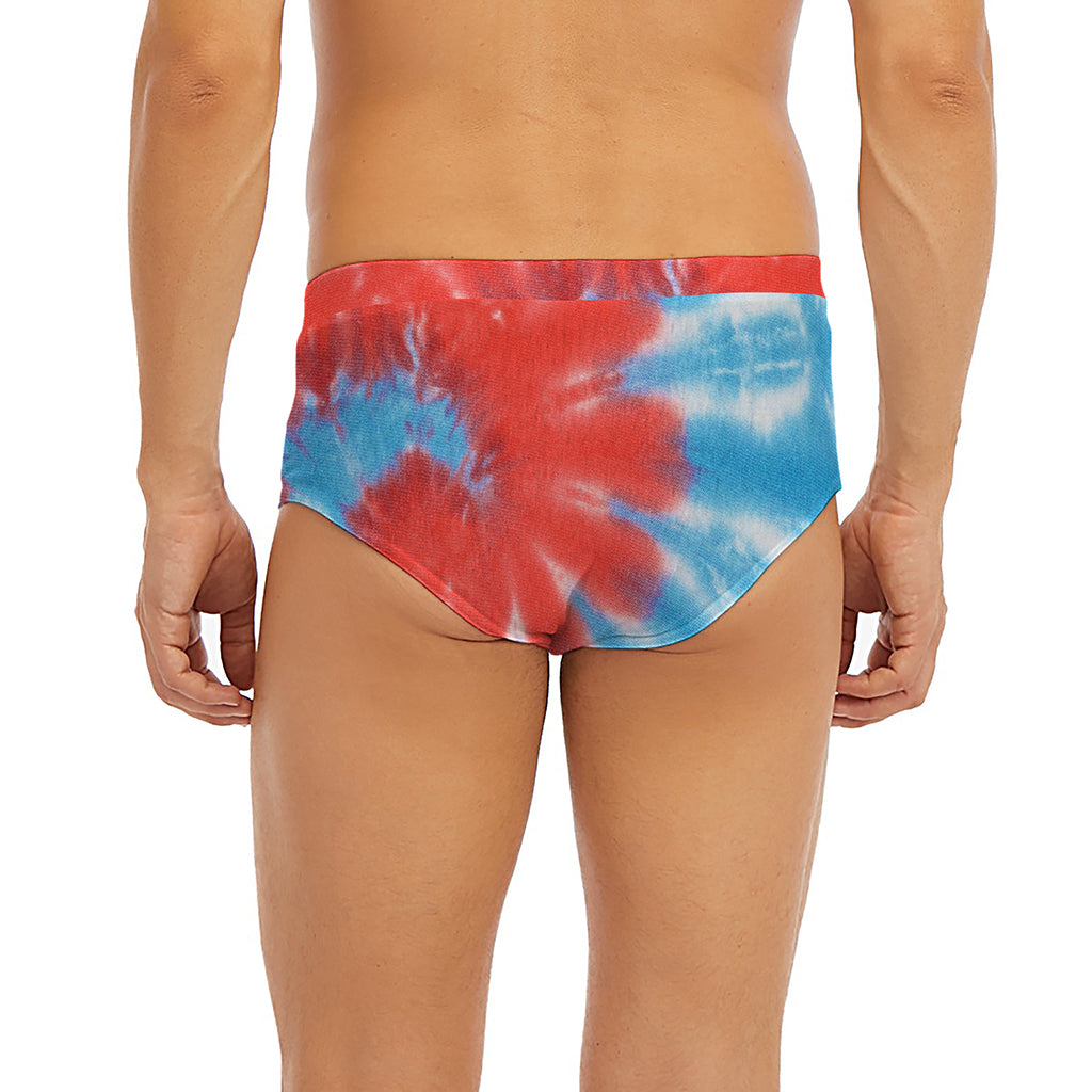 Orange And Blue Tie Dye Print Men's Briefs