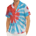 Orange And Blue Tie Dye Print Men's Deep V-Neck Shirt