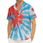 Orange And Blue Tie Dye Print Men's Deep V-Neck Shirt