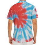Orange And Blue Tie Dye Print Men's Deep V-Neck Shirt